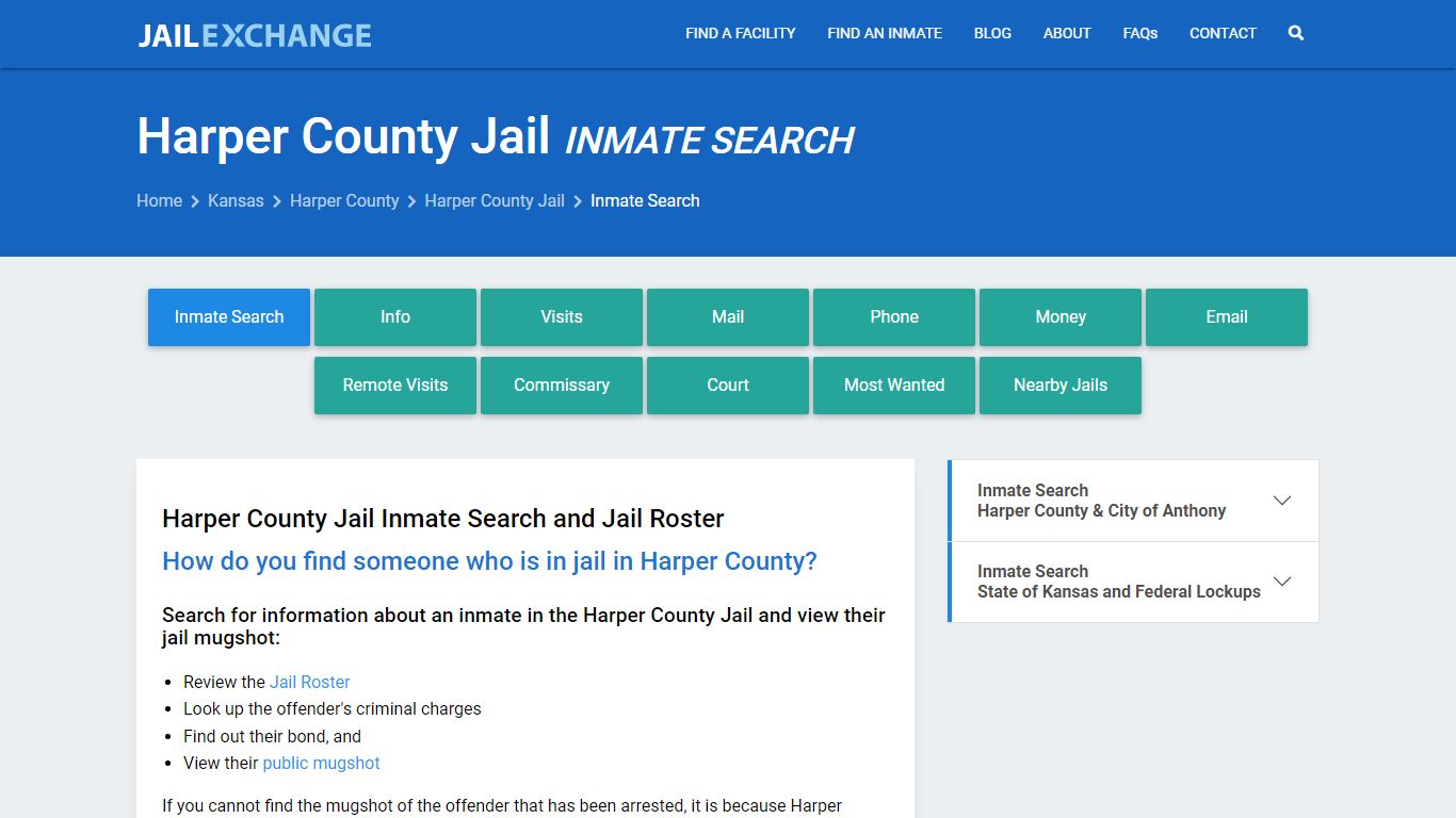 Inmate Search: Roster & Mugshots - Harper County Jail, KS - Jail Exchange